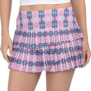 Lucky In Love tennis skirt Siesta Pleated Scalloped skort pink blue sz small